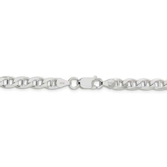 5.7mm Sterling Silver Solid Flat Cuban Anchor Chain Necklace, 20 Inch - Picture 3 of 7